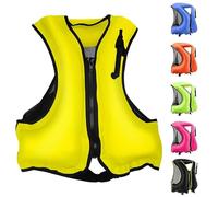 Adult Inflatable Float Jacket Portable Lightweight Surfing Kayaking Water Sports Swimming Boating Fishing Canoeing Rafting Outdoor Safety Gear High Buoyancy Flotation Aid Vest(Yellow,Large-X-Large)