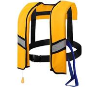 Adult Inflatable Kayaking Vest Adjustable Paddle Boarding Water Sports Swimming Boating Surfing Fishing Canoeing Rafting Outdoor Safety Gear High Buoyancy Comfort Flotation Aid(Yellow)