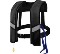 Adult Inflatable Kayaking Vest Adjustable Paddle Boarding Water Sports Swimming Boating Surfing Fishing Canoeing Rafting Outdoor Safety Gear High Buoyancy Comfort Flotation Aid(Black)