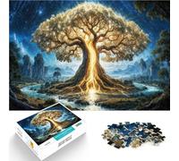 Adult Jigsaw Puzzle 1000 Pieces “Glowing Tree of Life~” Made of Cardboard,Suitable for Ages 14 and up for Educational Game Challenge Toy Family Games Christmas Birthday Gifts 。Size:38x52cm