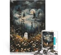 Adult Jigsaw Puzzles 1000 Pieces Ghost in The Moonlight Forest Made of Cardboard,Suitable for People Aged 14 and Above Home Decoration Game Toys Interesting Stress Reduction Gifts。Size:26x38cm