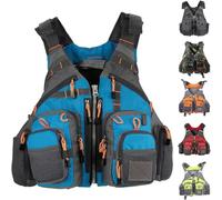 Adult Kayaking Vest Multifunction Fly Fishing Zipper Boating Surfing Water Sports Swimming Canoeing Rafting Paddle Boarding Outdoor Safety Gear High Buoyancy Flotation Aid(Blue)