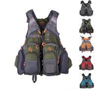 Adult Kayaking Vest Multifunction Fly Fishing Zipper Boating Surfing Water Sports Swimming Canoeing Rafting Paddle Boarding Outdoor Safety Gear High Buoyancy Flotation Aid(Armygreen)