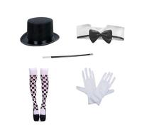 Adult Magician RolePlay Costume Props Outfit Fancy Party Hat Magic Wand Gloves Bowtie Set Halloween Cosplay Magician for Kids