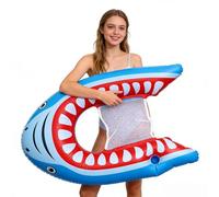 Adult Pool Floats - Shark Inflatable Floating Chair, Mesh Water Recliner Pool Lounger For Beach Summer Relaxation Sunbathing | Foldable Inflatable Shark Float