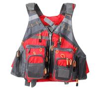 Adult Portable Fishing Kayaking Vest High Buoyancy Adjustable Belt Swimming Sailing Water Sports Boating Surfing Canoeing Rafting Outdoor Safety Gear Flotation Aid Vest(Red)