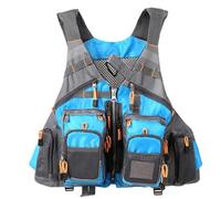 Adult Safety Kayaking Vest Breathable Zipper Design Boating Fishing Surfing Water Sports Swimming Canoeing Rafting Paddle Boarding Outdoor Safety Gear High Buoyancy Flotation(Blue)
