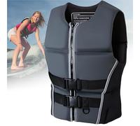 Adult Surfing Vest Neoprene Adjustable Buoyancy Aid Lightweight Safety Swim Surfing Vest for Men Women Kayaking Fishing Boating Swimming Paddle Boarding Water Sports(LetterGray,S)