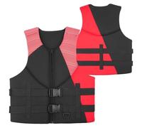 Adult Surfing Vest Neoprene Adjustable Buoyancy Aid Safety Swim Surfing Vest for Men Women Teens Kayaking Fishing Boating Swimming Paddle Boarding Water Sports Activities Gear(Red,L)