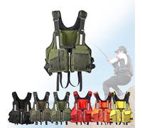 Adult Surfing Vest Neoprene Buoyancy Aid Multi-Pocket Fishing Surfing Vest Detachable Buoyant Cotton for Boating Kayaking Swimming Paddle Boarding Water Sports Activities(Green b)