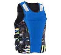 Adult Surfing Vest Neoprene High Buoyancy Adjustable Safety Swim Surfing Vest for Men Women Kayaking Fishing Boating Swimming Paddle Boarding Water Sports Activities Gear(Blue,L)