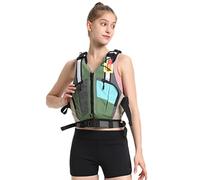 Adult Surfing Vest Neoprene High Buoyancy Adjustable Safety Swim Surfing Vest for Men Women Kayaking Fishing Boating Swimming Paddle Boarding Water Sports Activities(Green,S)