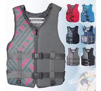 Adult Swim Kayaking Vest Fly Fishing Adjustable Safety Buckle Snorkeling Boating Water Sports Swimming Surfing Canoeing Outdoor Safety Gear High Buoyancy Flotation(Gris,M)