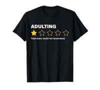 Adultar es una estafa Revisión de una Estrella Divertido No Recomendado Camiseta