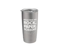 Adulting 101 Rock Paper Scissors, vida adulta, lucha, humor Vaso térmico de acero inoxidable de doble pared