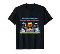 Adulting Complete Wine Achievement Pixel Art Humor Camiseta