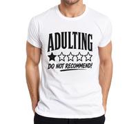 Adulting Do Not Recommend 1 Star Valoración Camiseta Hombre, Blanco, XL