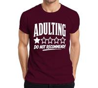 Adulting Do Not Recommend 1 Star Valoración Camiseta Hombre, granate, 3XL
