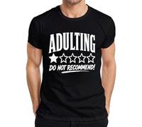Adulting Do Not Recommend 1 Star Valoración Camiseta Hombre, Negro , XXL