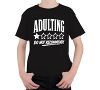 Adulting Do Not Recommend 1 Star Valoración Niños Camiseta, Negro , 128