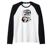 Adulting Is A Scam Funny Tired Life Responsibilities Camiseta Manga Raglan
