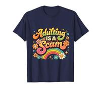 Adulting Is a Scam Groovy Gen X Floral Millennial Humor Lindo Camiseta