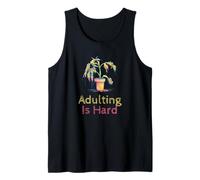 Adulting Is Hard, Divertido diseño de línea Minimalista de Dead Plant Camiseta sin Mangas