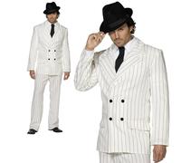 Adulto Blanco Gángster Traje 20s Sexy Mafia Boss Hombre Disfraz Nuevo