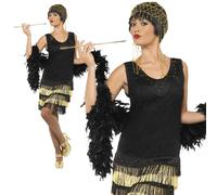 Adulto con Flecos Disfraz de Flapper 1920s Charleston Felices Mujer Nuevo