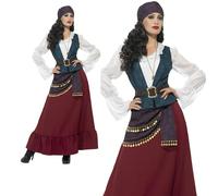 Adulto Deluxe Pirata Disfraz Bucanero Mujer Elizabeth Disfraz GB 8-1
