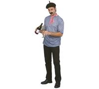 Adulto Francés Mesero Cebolla Vendedor Boina Top Corbata Bigote de Disfraz