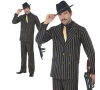Adulto Gánster Mafia Traje Negro Dorado Raya Diplomática Hombre 20's Disfraz