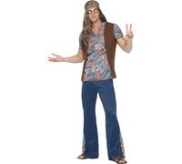 Adulto Hombre 60s 70s Hippie Hippy Hombre Groovy Woodstock Disfraz