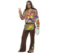 Adulto Hombre 60s 70s Hippie Hippy Hombre Groovy Woodstock Disfraz