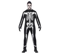 Adulto Hombre Esqueleto Mono Aterrador Smiffys Halloween Disfraz Nuevo