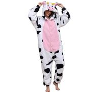 Adulto Kigurumi Pijama Unisex Anime Animal Traje Cosplay Disfraz Traje Mono Onesies Conjuntos de Pijama Panda Ropa de Dormir Sleepwear, vaca, L