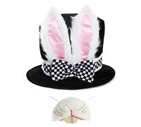 Adulto LUJO país de las maravillas conejo Sombrero Con Grandes Orejas y incluido lazo + Conejo Nariz Ideal Para Escuela CARNAVAL + CARNAVAL Accesorio para disfraz
