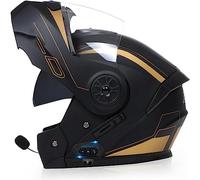 Adulto Modular Bluetooth Casco,Motocicleta Todoterreno Crash Homologado ECE Bluetooth Cascos Integral Integrado Abatible Casco con Visera Doble,Unisex Moto Bluetooth Casco