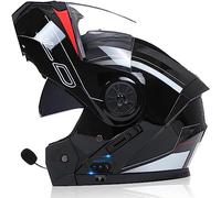 Adulto Modular Bluetooth Casco,Motocicleta Todoterreno Crash Homologado ECE Bluetooth Cascos Integral Integrado Abatible Casco con Visera Doble,Unisex Moto Bluetooth Casco