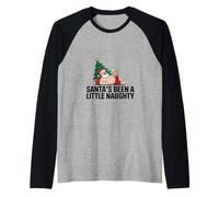 Adulto Santa ha Sido un Poco Travieso Humor Navidad Cerveza Camiseta Manga Raglan