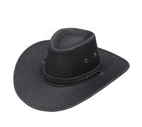 Adulto sólido casual vaquero occidental sombrero de sol ala ancha viaje gorra de sol cuando el amor victoria, Negro , Talla única