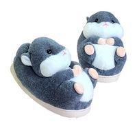 Adulto Unisex Invierno cálido Zapatillas de Animales de Felpa, Suave Animal Acogedor Peinado Corto toallita de Felpa Botines,39-43,Hamster
