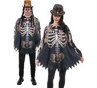 Adulto Unisex Voodoo Witch Doctor Poncho Esqueleto Halloween Disfraz Hombre Ladi