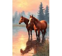 Adultos Diamond Painting Taladro Completo 5D DIY Arts Kits Caballo Al Atardecer En El Río Imagen Rhinestone Bordado Diamante Pintura Pintura Para Decoración Pared Hogar Taladro Cuadrado 40x60cm B1887