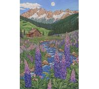 Adultos Diamond Painting Taladro Completo 5D DIY Arts Kits Cabaña Del Arroyo a La Luz De La Luna Imagen Diamante Pintura Pintura Para Decoración Pared Hogar Taladro Cuadrado 80x120cm B1962
