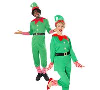 Adultos Disfraz de Duende Hombre Mujer Navidad Elfo Ayudante de Santa Disfraz