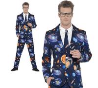 Adultos Espacio Exterior Traje Pantalones Chaqueta Corbata Hombre Soltero M-XL