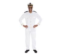 Adultos Marinero Disfraz de Capitán Hombre Azul Marino Oficial Uniforme 80s