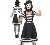 Adultos Mimo Artista Disfraz para Dama Francés Circo Calle Conjunto GB 8-1