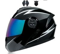 Adultos Modular Integrado Casco Moto, ECE Homologado Casco Abatible con Doble Visera Doble Lente Sistema De Ventilación Forro Extraíble